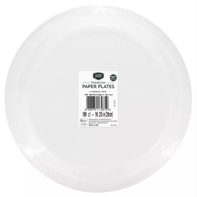 Berkley Jensen Pumpkin Harvest Plate, 10.25"/100 ct.