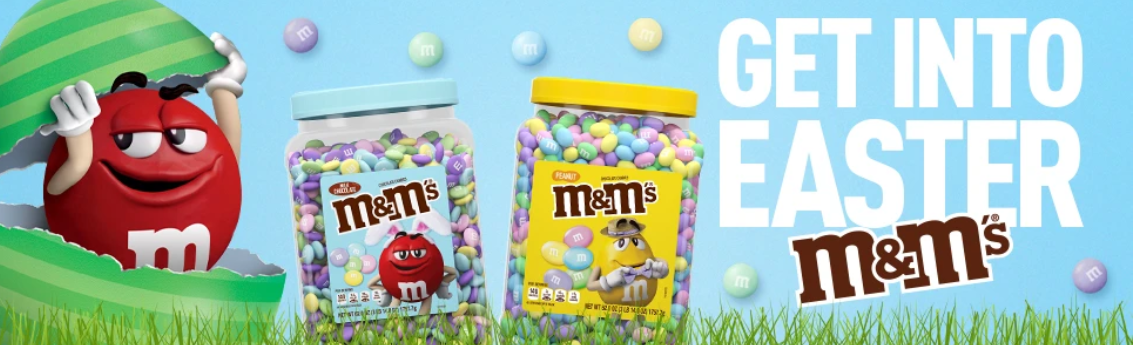 M&M'S Peanut Chocolate Pastel Easter Candy Resealable Jar, 62 oz.