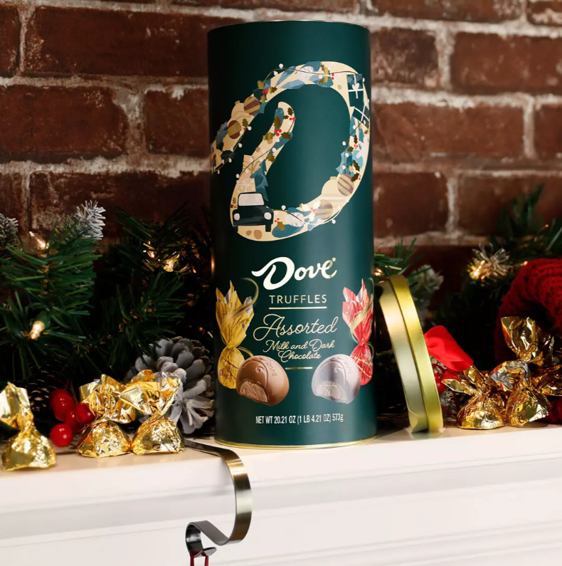 Dove Truffles Assorted Milk & Dark Chocolate Holiday Candy Gift Tin, 20.21 oz