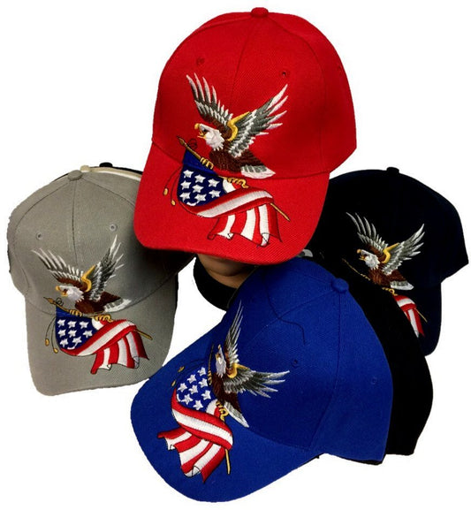 Eagle with American Flag Baseball Cap (5 caps)