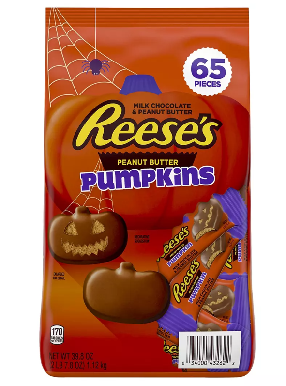 Reese's Milk Chocolate Peanut Butter Pumpkins Candy, Halloween, Bulk Bag, 65 Pc./39.8 oz.