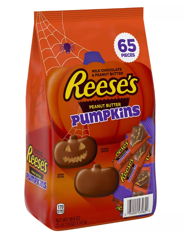 Reese's Milk Chocolate Peanut Butter Pumpkins Candy, Halloween, Bulk Bag, 65 Pc./39.8 oz.