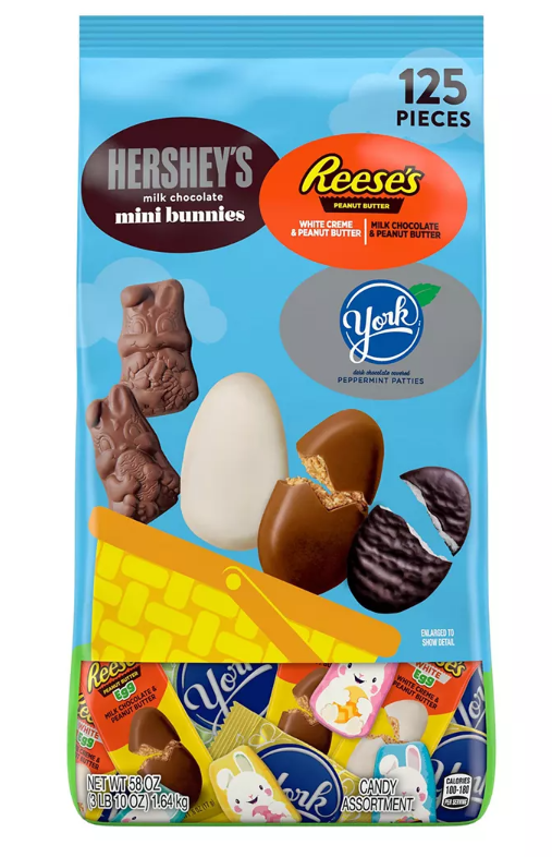 Hershey's, Reese's and York Chocolate and White Crème Assortment Candy in Bulk Variety Bag, 125 Pc./58 oz.