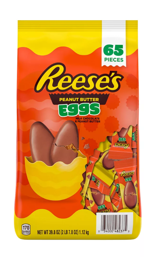 Reese's Milk Chocolate Peanut Butter Eggs Candy Bag, 65 Pc./39.8 oz.