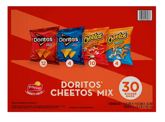 Frito-Lay Doritos and Cheetos Variety Pack, 30 ct.