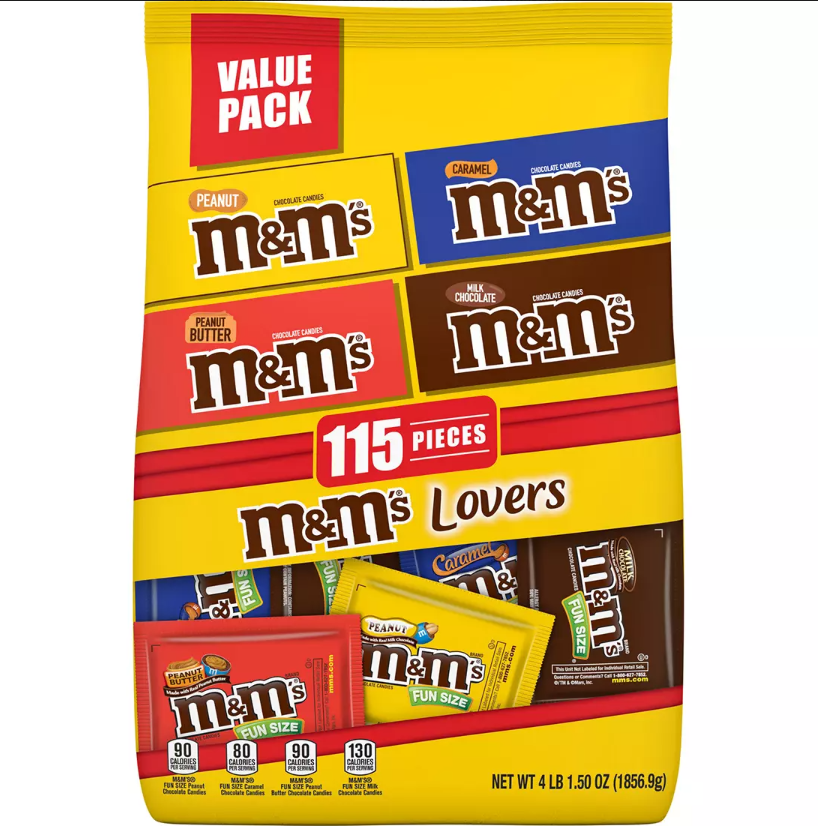 M&M'S Variety Candy, Fun Size Halloween Bulk Variety Pack, 115 ct./65.5 oz.