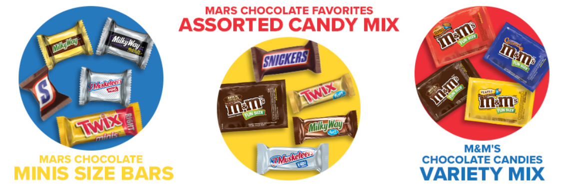 M&M's Milk Chocolate, Peanut Butter, Caramel, Fun Size Assorted Candy 115 ct